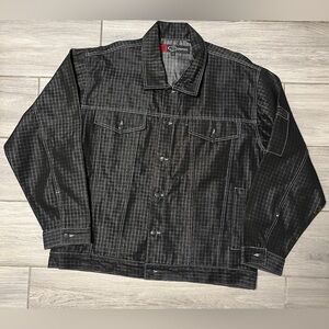 Vintage Barcode Men’s Jeans Black Denim Jacket Size 2XL